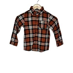 Tu Kids Plaid Button-Up Shirt 5-6Yrs Cotton